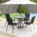 Set of 4 Outdoor Stackable Dining Chairs with Breathable Fabric, All Weather Patio Dining Chairs, 330LBS Heavy Duty Rustproof Steel Frame