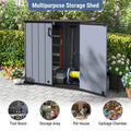 23.5 Cu.ft Outdoor Storage Shed, 175 Gallon All-Weather Resin Patio Deck Box with Floor & Lockable Door, Waterproof Horizontal Garden Tool Shed