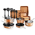 StackMaster 21-Piece Aluminum Cast Textured Ceramic Nonstick Cookware and Bakeware Set with Utensils