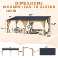 AECOJOY 20x10 Outdoor Wooden Pergola Gazebo with Curtains and Netting for Patio