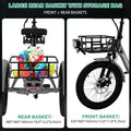 ABORON 3.0 Fat Tire Electric Trike for Senior Foldable E - Bike, 500W Motorized Tricycle Adult 20" Folding 3 Wheel Electric Commute Bike Trike W/48V