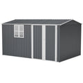 AECOJOY 12x8 Ft Outdoor Storage Shed, XL Heavy-Duty Steel Building with Window