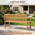 Tangkula 62" Teak Wood Outdoor Bench 3-Seat Solid Wood Garden Patio Bench
