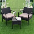 Tappio Outdoor Furniture 3 Piece Patio Bistro Furniture Set, Rattan Conversation Chairs Set with Side Table and Cushions, Patio Furniture Sets for Balcony Garden Porch, Red
