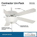 Minka Aire Fans - Contractor II Uni - Pack - 5 Blade Ceiling Fan with Light Kit - 18
