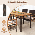 Tangkula 6 Pieces Patio Dining Table Set with 1.97” Umbrella Hole & Cushioned Backless Bench & 4 Armchairs