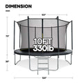 MARNUR 8FT Trampoline for Kids Trampoline with Enclosure Net, Ladder, Wind Stakes, Outdoor 330 lb Weight Capacity