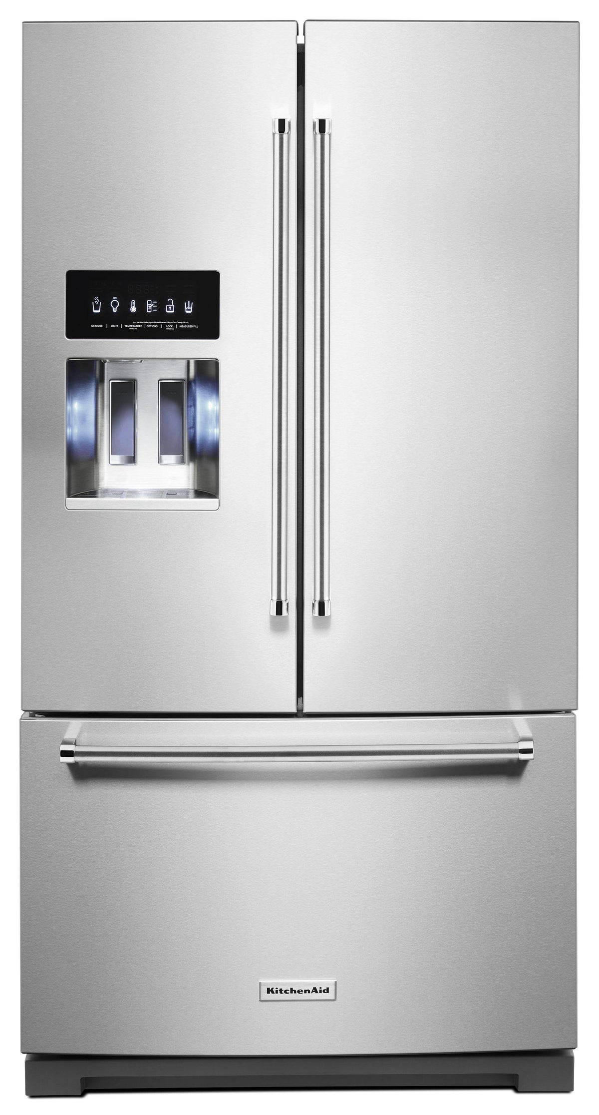 KitchenAid 26.8 Cu. ft. Standard - Depth French Door Refrigerator with Exterior Ice and Water Dispenser Stainless Steel