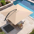AECOJOY 10x10 FT Cantilever Patio Umbrella with Base, Aluminum Offset Umbrella with 360° Rotation