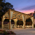 AECOJOY 20x10 Outdoor Wooden Pergola Gazebo with Curtains and Netting for Patio