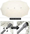 AECOJOY 15x9ft Double-Sided Patio Umbrella, Ivory