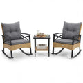Tangkula 3 Pieces Outdoor Rocking Chairs Set for Garden
