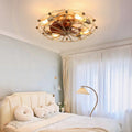 Industrial Cage Ceiling Fan - Low - Profile 7 - Blade Fan with Remote & Light - Modern Rustic Cooling for Small Spaces