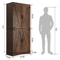 71" Tall Farmhouse Kitchen Pantry Cabinet, 5 Layers Storage Cabinet with Adjustable Shelves, Farmhouse Pantry Cabinet with 4 Barn Doors