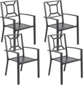 AECOJOY Metal Dining Chairs, Outdoor Patio Dining Chairs with Armrest