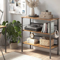 Behost 3-Tier Rolling Cart Microwave Stand with 10 Hooks, Coffee Bar Kitchen Storage Rack Organizer, Rustic Brown