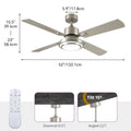Dextrus 52'' Ceiling Fan with Light and Remote Control, 6 Speeds, 5 Timer Settings, and Dual - Finish Blades (Nickel)
