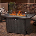 Layinsun 44" Propane Gas Fire Pit Table, 55000 BTU Rectangular Fire Pit with Glass Wind Guard for Outside Patio Deck Garden Backyard