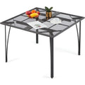AECOJOY 39.4" Outdoor Patio Dining Table for 4, Metal Patio Table with 1.6" Umbrella Hole