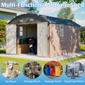 AECOJOY 10x12 FT Large Metal Outdoor Storage Shed with Floor Frame, Heavy-Duty Storage Building with Diamond Roof