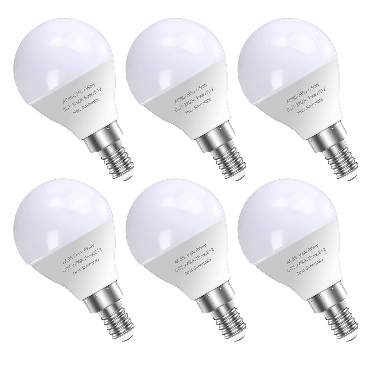 GOSCHE 6 Pack E12 LED Candelabra Light Bulbs, 60 Watt Equivalent, Warm White 2700K, 120V Chandelier Llight Bulb