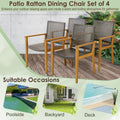 Tangkula 9 Pieces Patio Table and Chairs Set  with Acacia Wood Expandable Table and 8 PE Rattan Armchairs