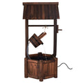 Rustic Outdoor Wishing Well Water Fountain with Electric Pump & Bucket, Old-Fashioned Wood Waterfall Fountain for Garden, Backyard & Patio Decor
