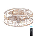 QHTX 18 - Inch White Vintage Caged Ceiling Fan with Remote Control