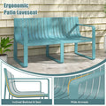 All-Weather Plastic Outdoor Patio Bench, 2-Person Garden Loveseat with Curved Backrest & Slatted Design for Backyard, Poolside, Deck
