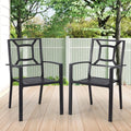 AECOJOY Metal Dining Chairs, Outdoor Patio Dining Chairs with Armrest