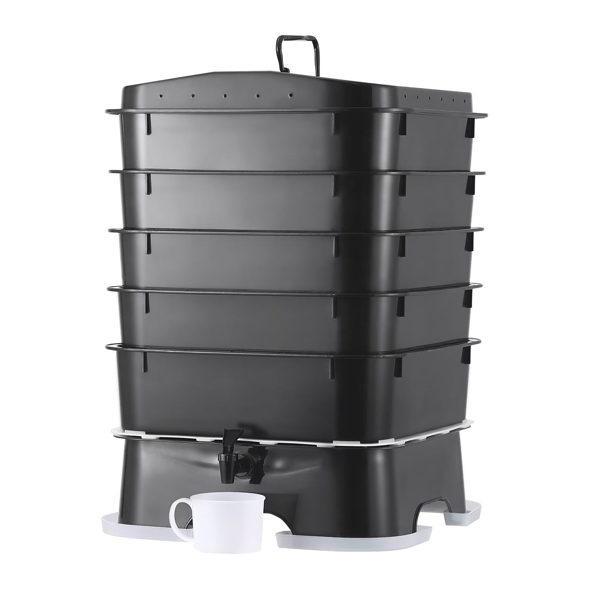 VEVOR 5 - Tray Worm Composter, 50 L Worm Compost Bin Outdoor and Indoor, Sustainable Design Worm Farm Kit, for Recycling Food Waste, Worm Castings, Worm Tea, Vermiculture and Vermicomposting