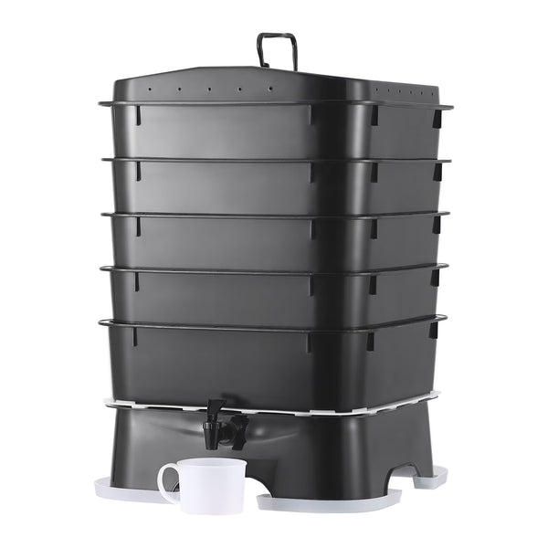 VEVOR 5 - Tray Worm Composter, 50 L Worm Compost Bin Outdoor and Indoor, Sustainable Design Worm Farm Kit, for Recycling Food Waste, Worm Castings, Worm Tea, Vermiculture and Vermicomposting