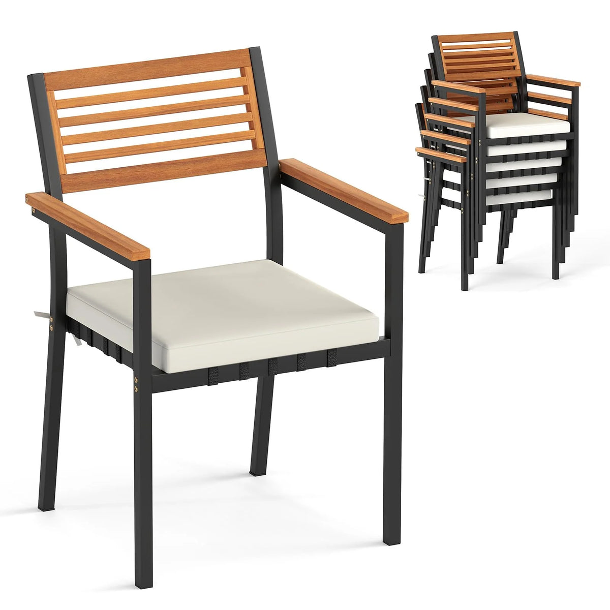 Tangkula Stackable Patio Dining Chairs Set of 6