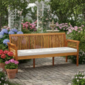 62.5" Outdoor Acacia Wood Bench with Removable Cushion, 3-Person Patio Garden Bench with High Backrest & Armrests, 1200 LBS Capacity for Yard Porch