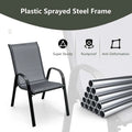 Set of 4 Outdoor Stackable Dining Chairs with Breathable Fabric, All Weather Patio Dining Chairs, 330LBS Heavy Duty Rustproof Steel Frame