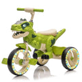 Xuanlur Kids Ride on Dinosaur Tricycle, Toddlers Kid Trike with Wide Flash Wheels, Anti - Slip Pedals, Rear Basket, Music & LED Lights, Toddler Bike