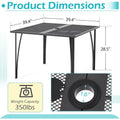 AECOJOY 39.4" Outdoor Patio Dining Table for 4, Metal Patio Table with 1.6" Umbrella Hole