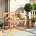 Tangkula Acacia Wood Outdoor Loveseat Bench 2-Person Patio Garden Bench