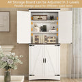 71" Tall Farmhouse Kitchen Pantry Cabinet, 5 Layers Storage Cabinet with Adjustable Shelves, Farmhouse Pantry Cabinet with 4 Barn Doors