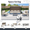 AECOJOY 4 Pieces Patio Furniture Set with Retractable Canopy &Coffee Table, Beige