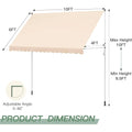 AECOJOY Manual Retractable Awning, 118" Non-Screw Outdoor Patio Awning, Beige