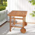 AECOJOY Acacia Wood Outdoor Dining Table for 4, Foldable Top Patio Table with Wheels