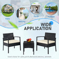 Tappio Outdoor Furniture 3 Piece Patio Bistro Furniture Set, Rattan Conversation Chairs Set with Side Table and Cushions, Patio Furniture Sets for Balcony Garden Porch, Red