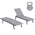 AECOJOY Patio Lounge Chairs, Outdoor Chaise Lounge with Wheels, Dark Grey, 2PCS