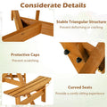 6-Person Round Wood Picnic Table Set with 3 Built-in Benches & 2" Umbrella Hole, Holds 1850 LBS, Outdoor Dining Table & Bench for Patio Garden