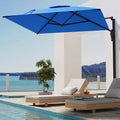 AECOJOY 10ft Cantilever Patio Umbrella, Large Rectangle Umbrella 180° Rotation Offset, Blue