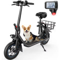 KEESTP Electric Bike with Basket for Pet, 3 Riding Modes Foldable Electric Scooter for Adults - up to 20 Miles 18.6MPH