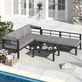 AECOJOY Patio Furniture Set with Retractable Canopy&2 Adjustable Backrests, Outdoor Conversation Set, Grey