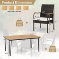 Tangkula 7 Pieces Patio Dining Set with Acacia Wood Dining Table, Rattan Armchairs, Soft Cushions