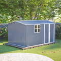 AECOJOY 12x8 Ft Outdoor Storage Shed, XL Heavy-Duty Steel Building with Window